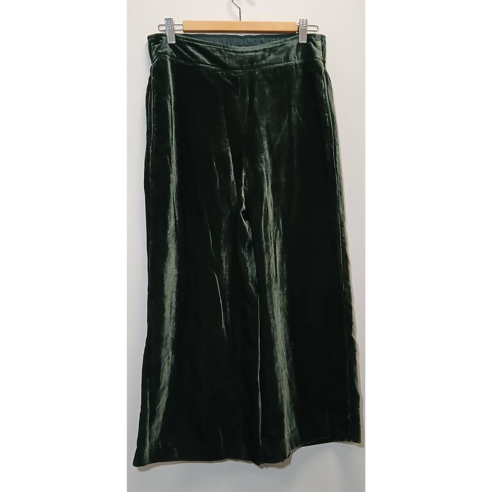 Madewell Womens Medium dark green wide leg pants cropped velvet
